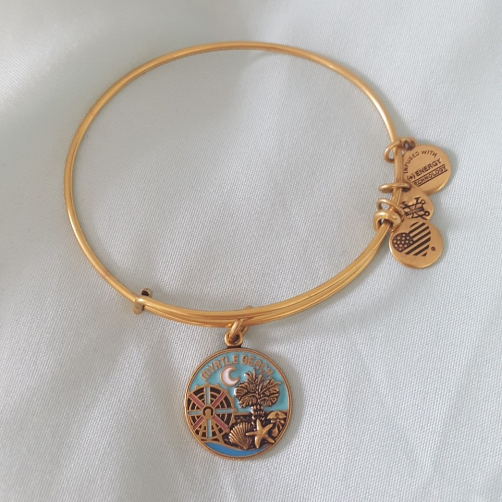 Alex & Ani Gold Myrtle Beach charm bracelet